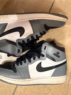 Grey/White/Black Air Jordan 1 Sneakers